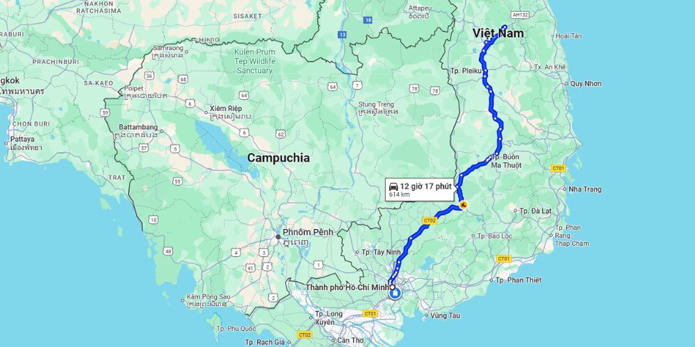 Quãng đường từ TP.HCM đến Măng Đen khoảng 630km